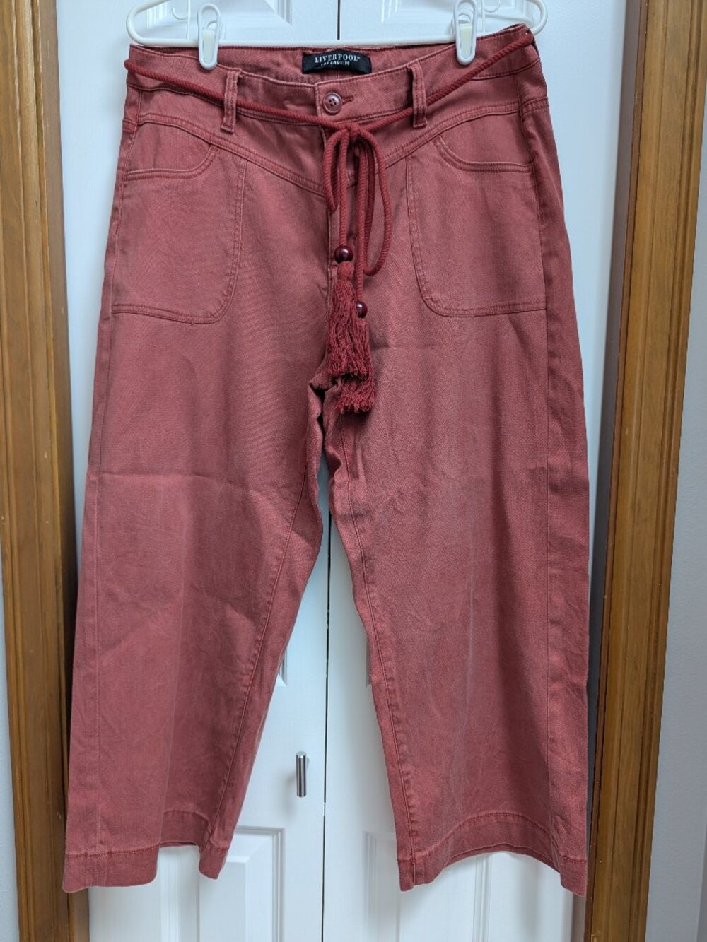 Liverpool Wide Leg Crop Pants - Vintage Wash Rust / Terracotta - Size 12/31